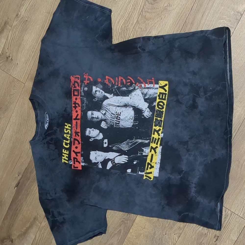 The Clash "The Collection" Black Tie Dye T-Shirt-Distressed-Size XXL
